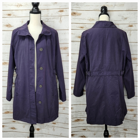 Eddie Bauer Trench Coat Button Up Size Large - Picture 5 of 7